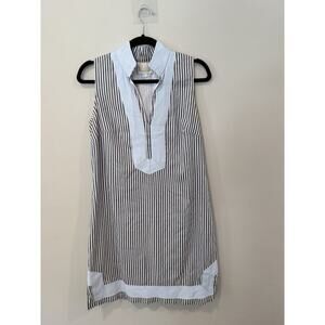 Sail to Sable Black and White Striped Mini Dress